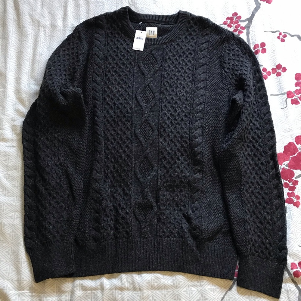 Men’s Dark Gray GAP Cableknit Sweater